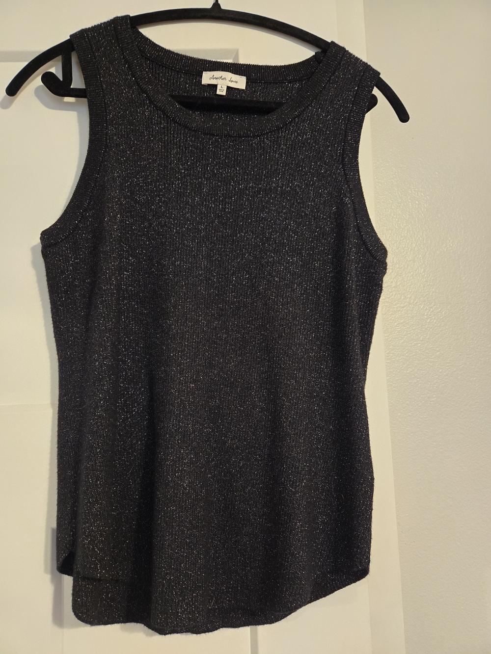 Another Love Black Metallic Sheen Tank Top